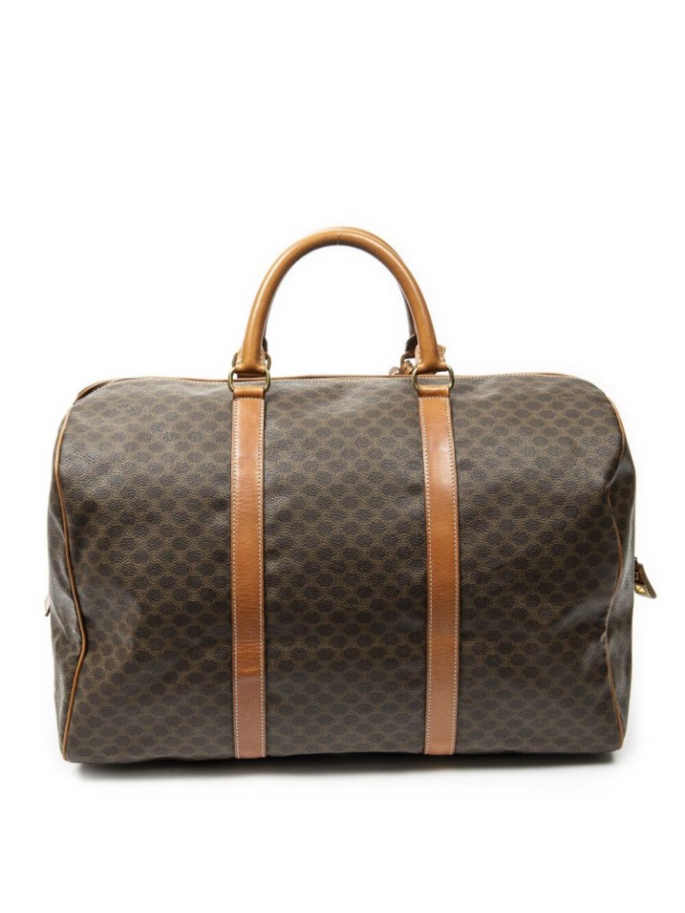 Celine Vintage Travel Boston Brown Macadam Canvas Shoulder - Picture 5 of 10